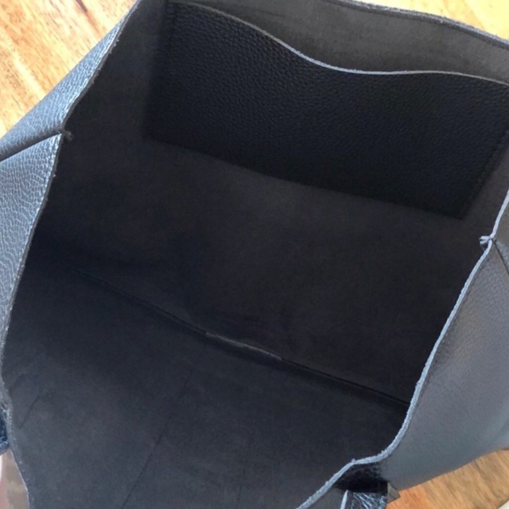 NEW VINCE CAMUTO  Black & Gray Tote Bag LUX VEGAN LEATHER 17 x 12 w Dustbag - Picture 8 of 11